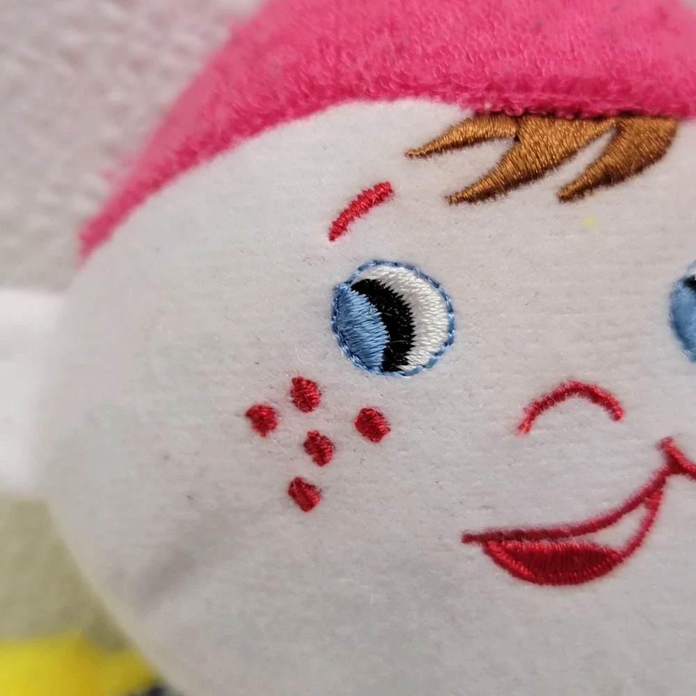 Terrycloth Boy Baby Doll Freckles Plush Rattle Yellow Pink Hat Blue Overalls